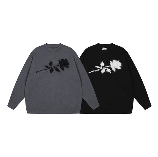 Fashion Personality Rose Loose Sweater Men