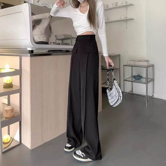 Narrow Wide-leg Pants Women's High Waist Slimming Loose