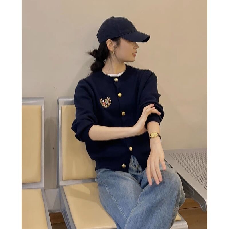 Knitted Round Neck Long Sleeve Coat For Women