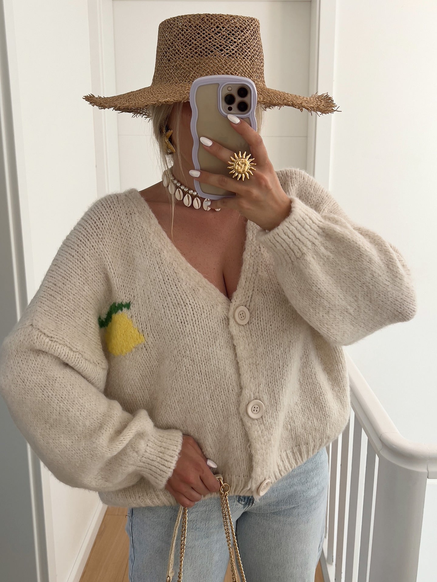 Loose Cardigan Casual Brocade Sweater