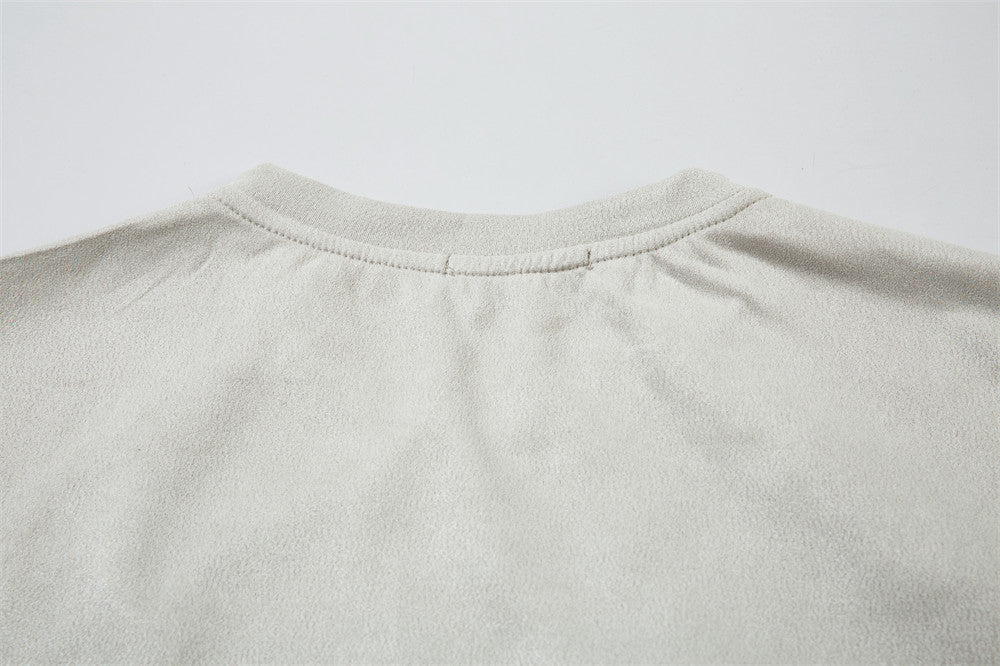 Double Zipper Stitching Long Sleeve Loose-fitting Casual Round-neck