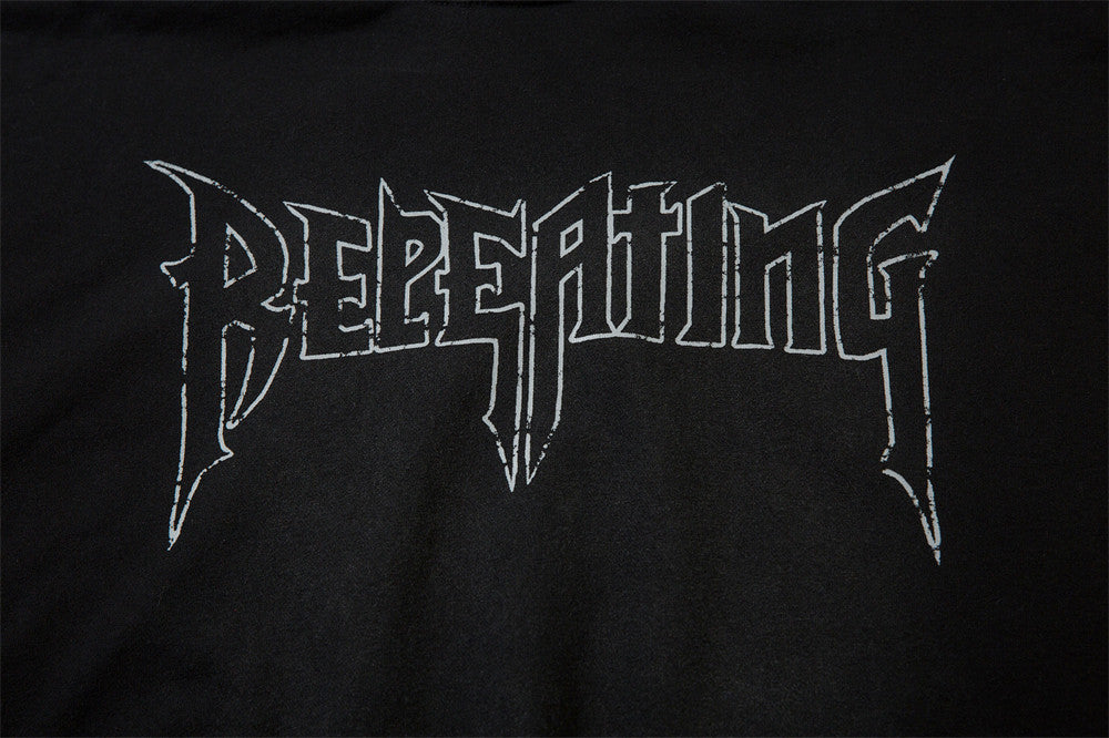 Distressed Dirty Inkjet Design Casual Punk Hooded Pullover Tops