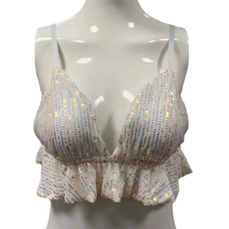 Hot Top Ruffled Spaghetti Straps Cropped Vest