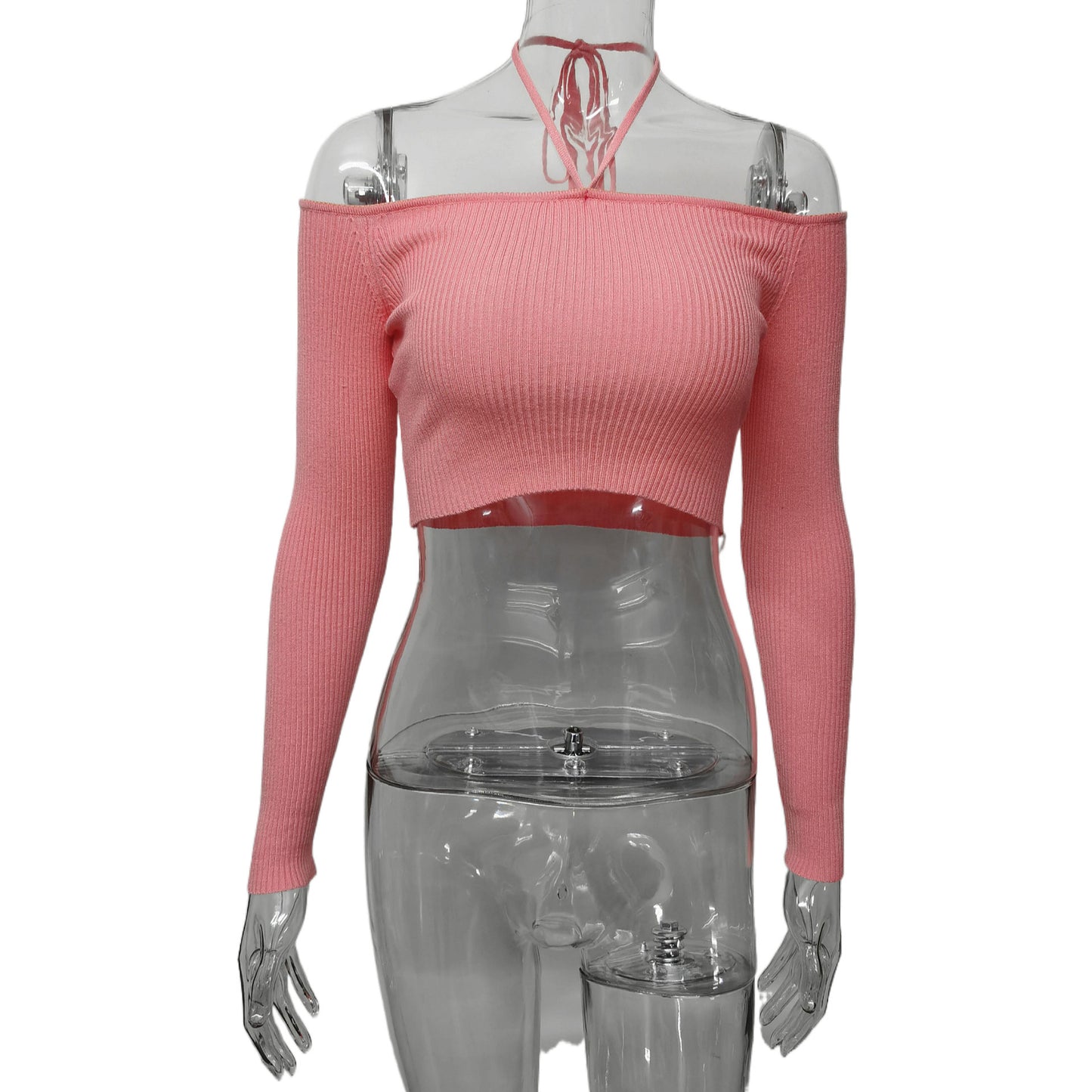 Off-the-shoulder Lace-up Short Top Off-the-navel
