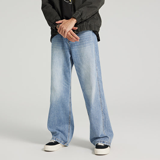 Men's Retro Loose Wide Leg Ripped Jeans