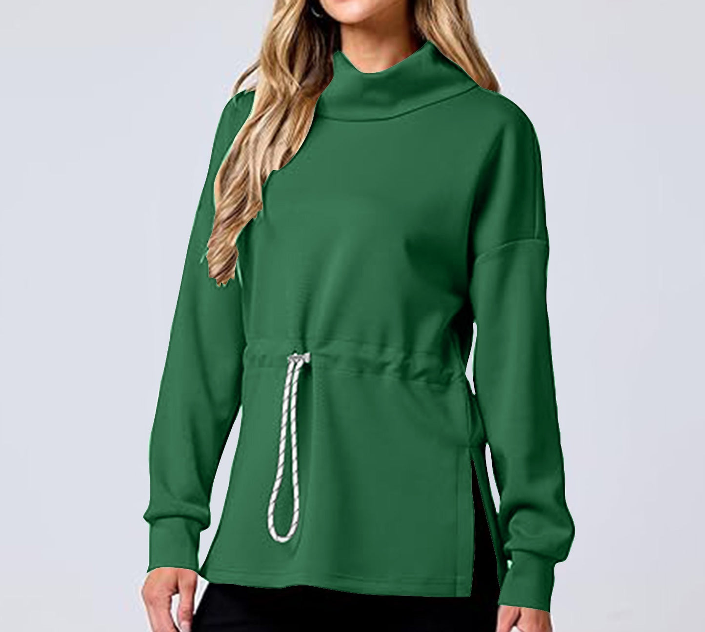 Drawstring Waist-tight Sweater Mid-length Women's