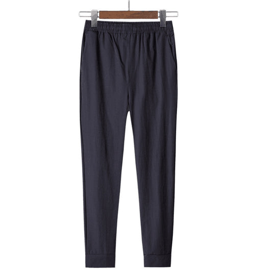 Outdoor Thin Casual Cropped Pants Women's Ice Silk Leggings Men's Breathable Stretch Quick-drying Ankle Banded Pants