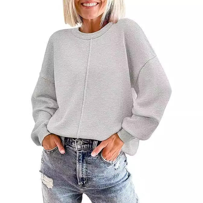 Simple Women's Top Round Neck Solid Color