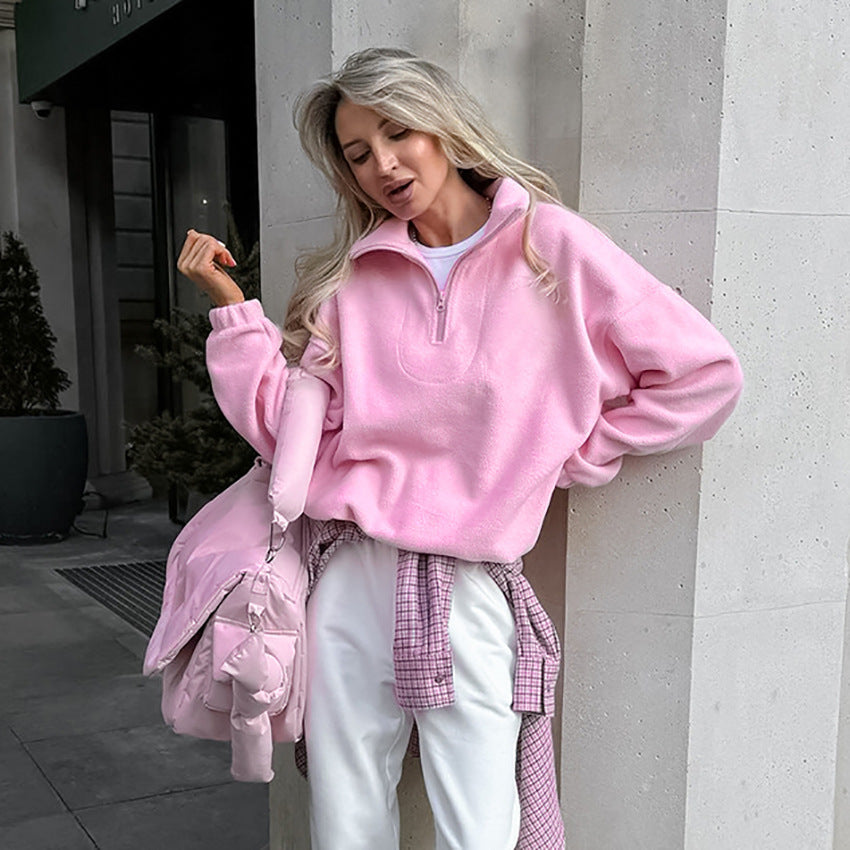 Loose Pullover Berber Fleece Coat Women's Clothing