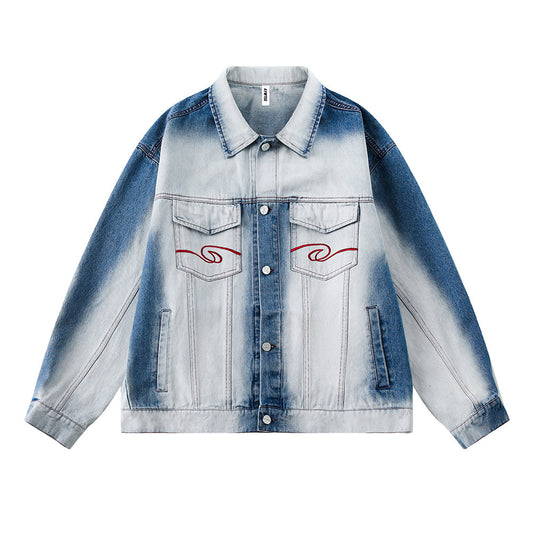 Tie-dye Gradient Denim Jacket Trendy Spring And Autumn Niche Design