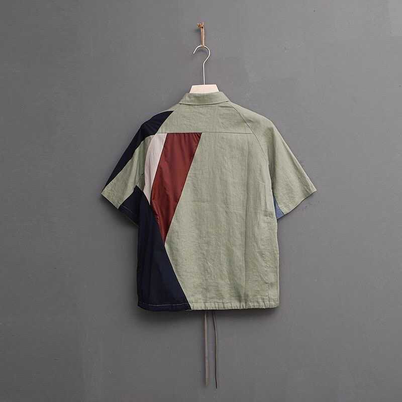 Men's Trendy Contrast Color Stitching Half Sleeve
