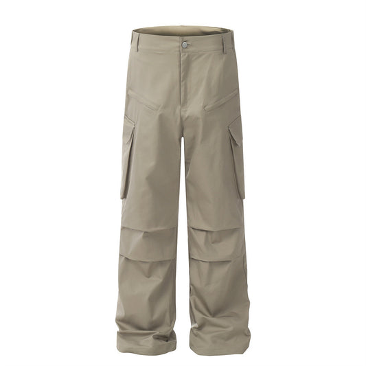 Men's Multi-pocket Straight Pleated Paratrooper Pants Overalls