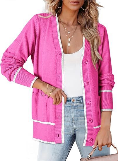Women's Knitted Button Coat Color Matching Sweater